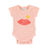 Piupiuchick Light Pink w/ Lips Print Short Sleeve Bodysuit - Macaroni Kids