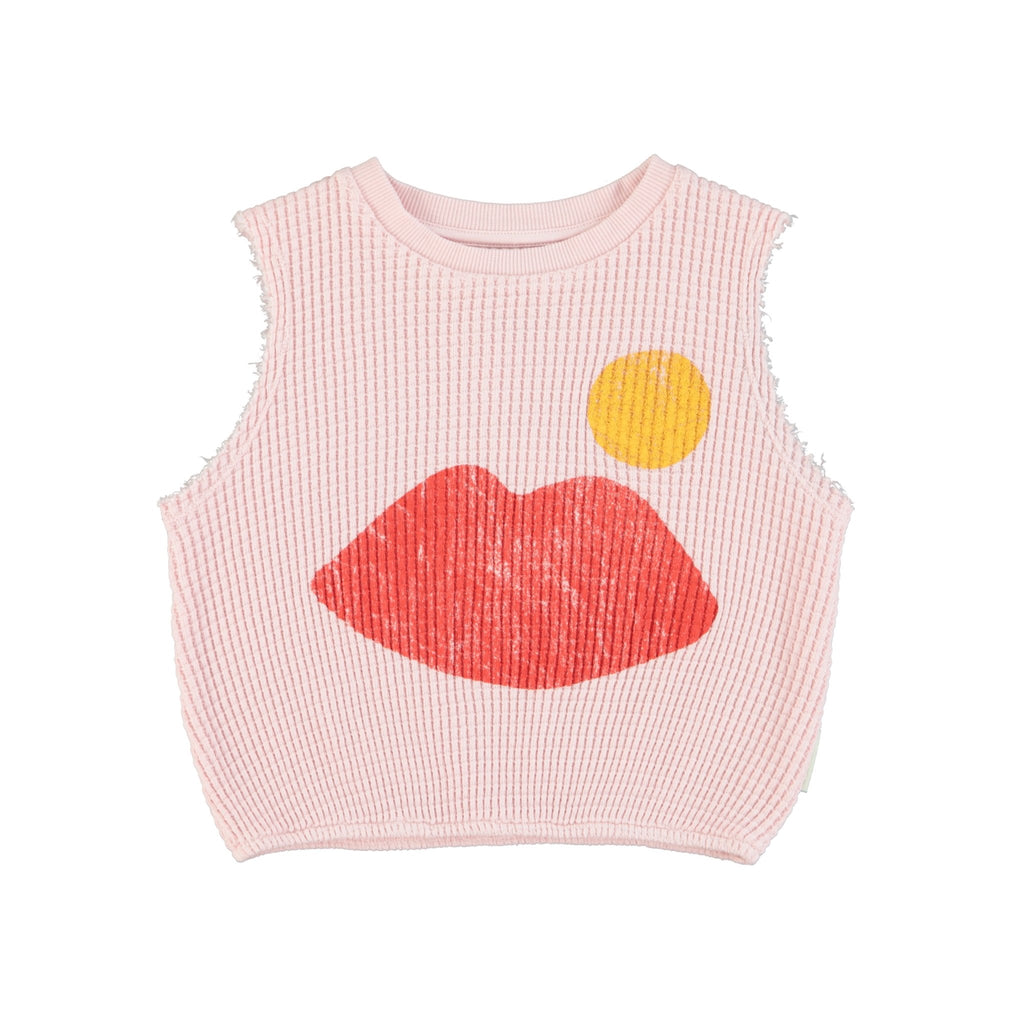 Piupiuchick Light Pink w/ Lips Print Sleeveless Top - Macaroni Kids