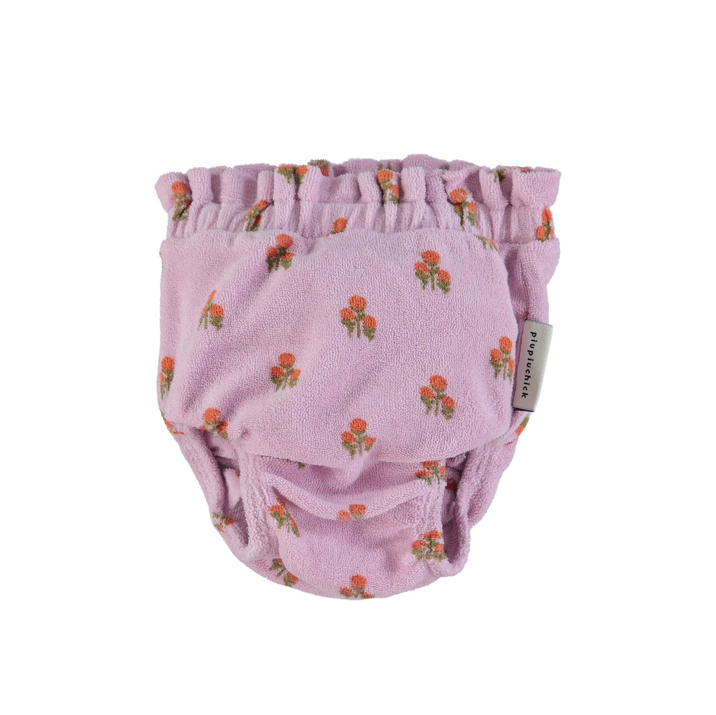 Piupiuchick Lilac W/ Little Flowers W/ Ruffles Baby Bloomers - Macaroni Kids