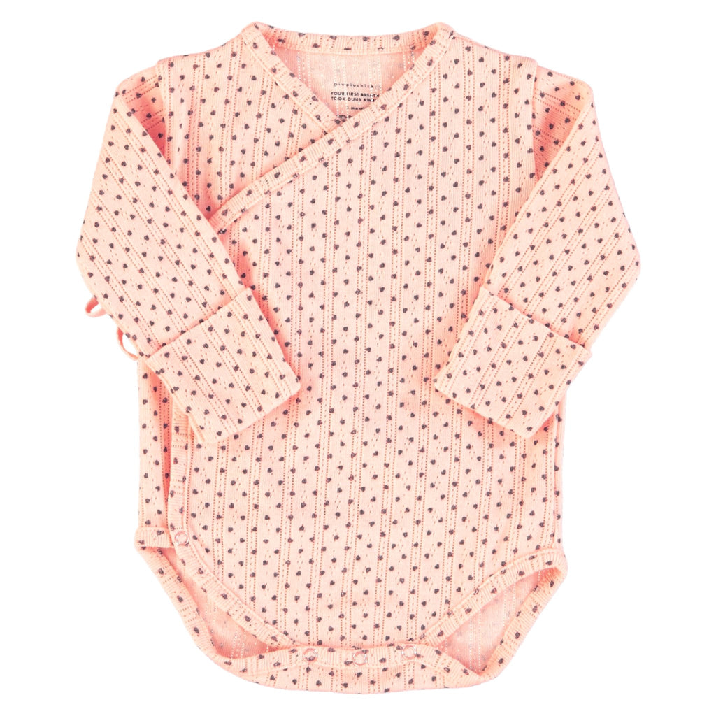 Piupiuchick Newborn Bodysuit - Pink w Hearts - Macaroni Kids