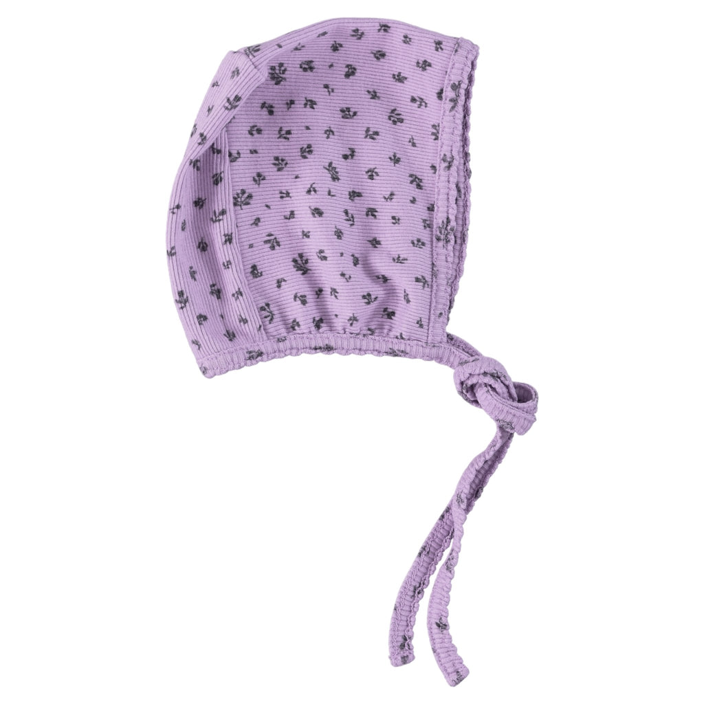 Piupiuchick Newborn bonnet - Lilac w Flowers - Macaroni Kids