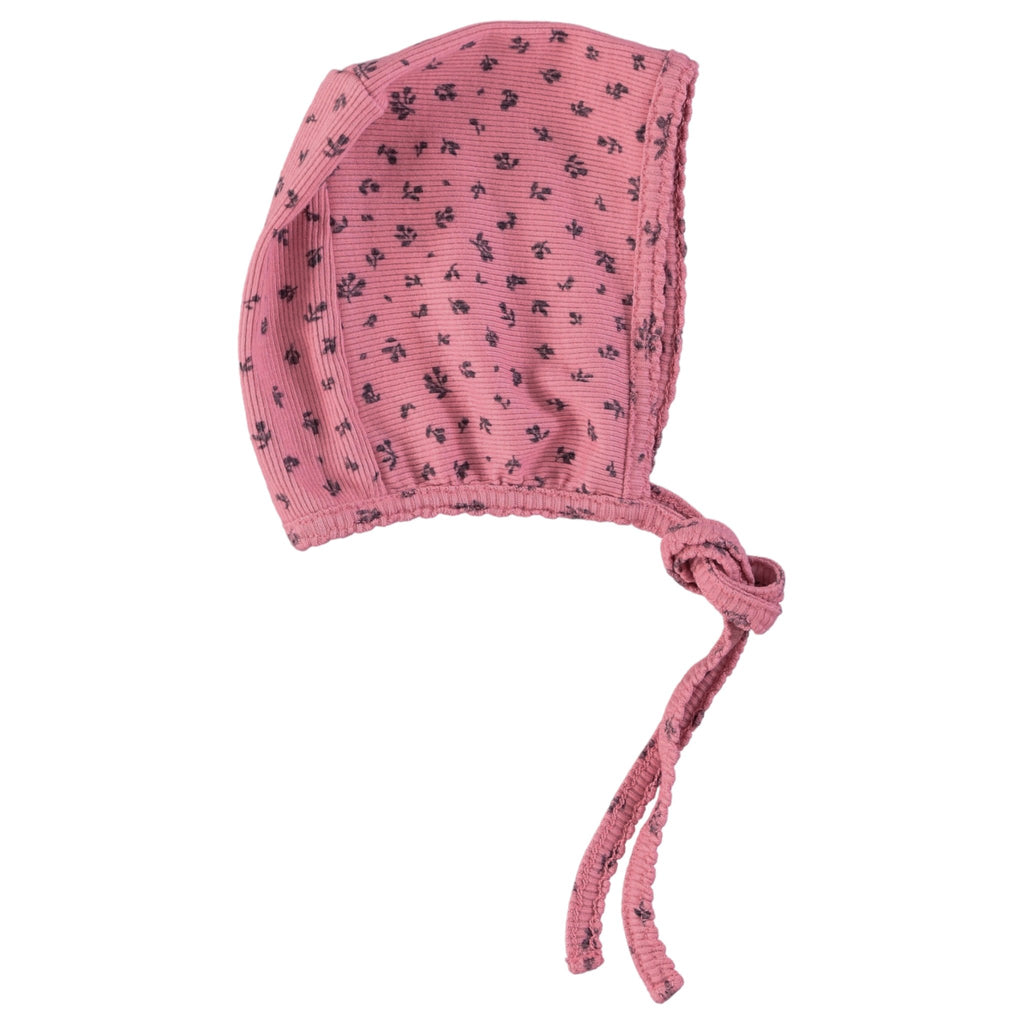 Piupiuchick Newborn bonnet - Pink w Flowers - Macaroni Kids