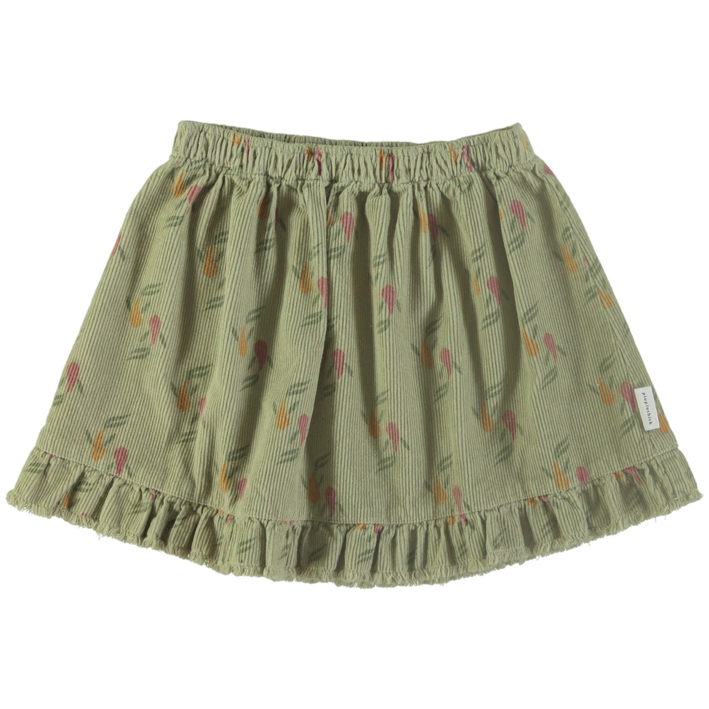 Piupiuchick Sage Green Corderoy Skirt w/ Ruffles - Short Length & Longer Knee Lengths - Macaroni Kids