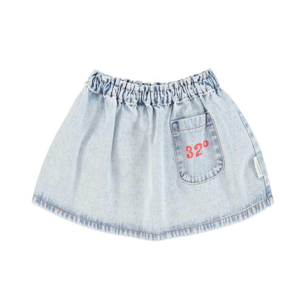 Piupiuchick Washed Blue Denim Short Skirt - Macaroni Kids
