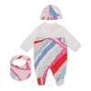 Pucci White Multicolor Baby Girl Footed Onesie With Bib And Hat - Macaroni Kids