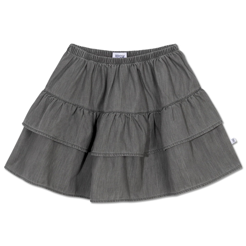 Repose AMS Washed Grey Poet Ruffle Skirt- Shorter Length - Macaroni Kids