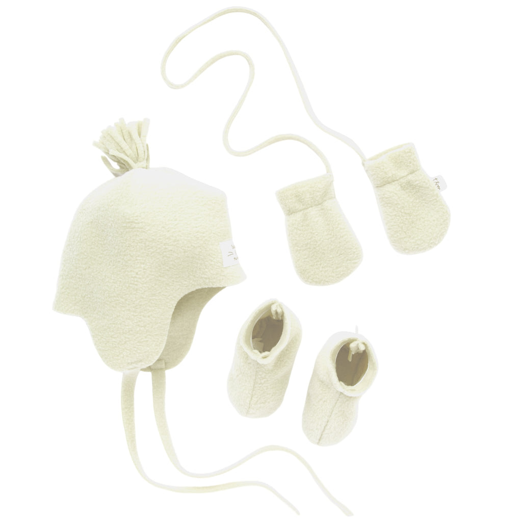 Teddy & Minou Hat Gloves Shoes Set - Ivory - Macaroni Kids