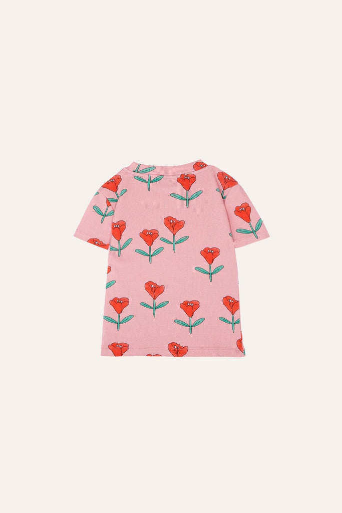The Campamento Pink Tulips Short Sleeve Allover Kids Rib Tshirt - Macaroni Kids