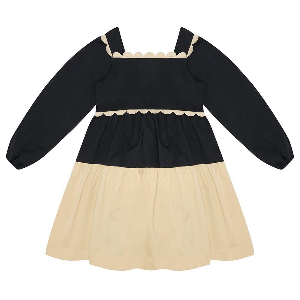 The Middle Daughter Black Queen Scallop, Close Neck Dress - Macaroni Kids