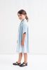 Tocoto Vintage Denim Lyocell Blue Short Sleeve Dress With Gathering - Macaroni Kids