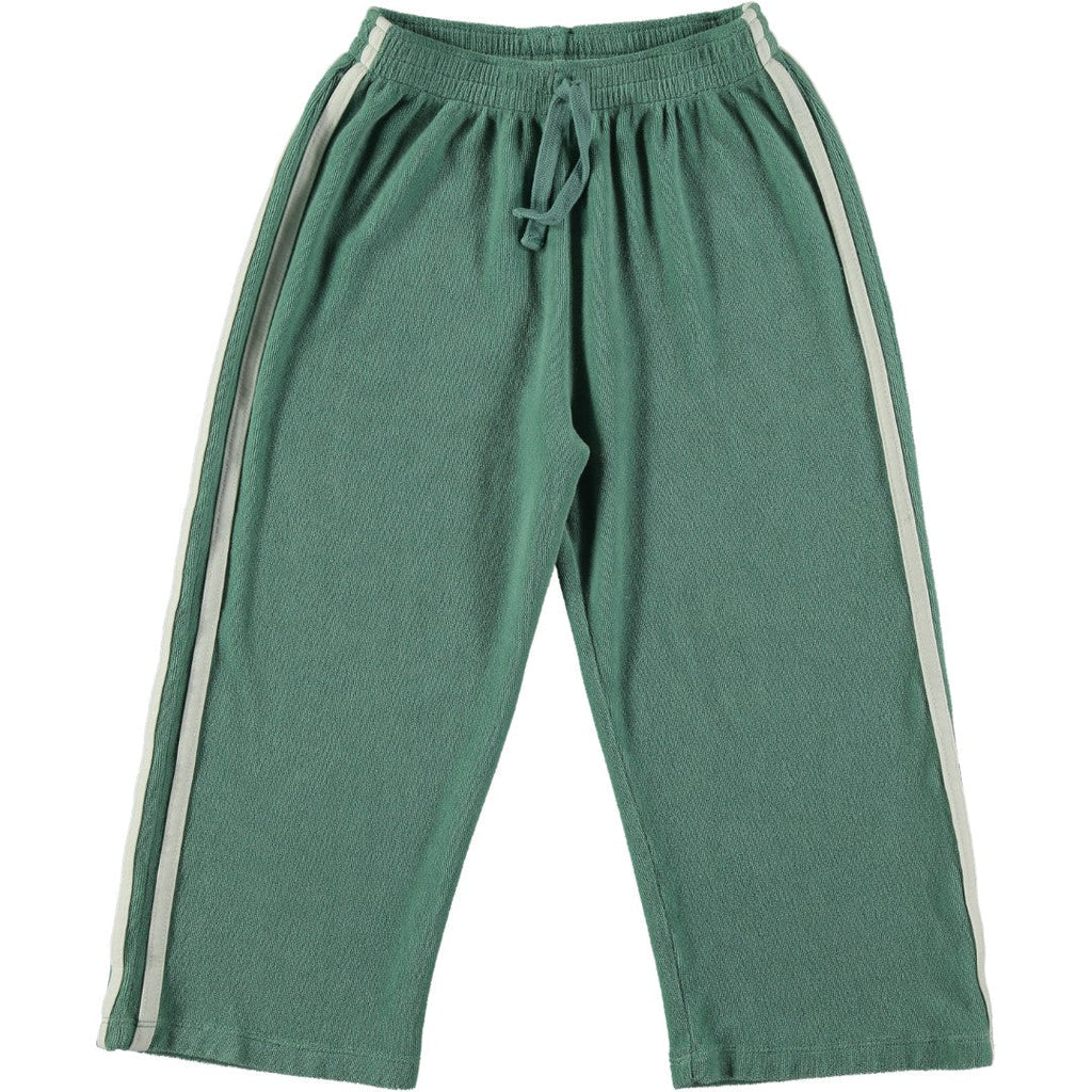 Tocoto Vintage Green Long Fleece Pants With Side Stripes - Macaroni Kids