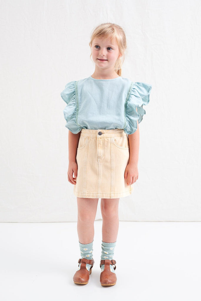 Tocoto Vintage Off White Twill Denim Color LONG Skirt - Macaroni Kids