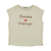 Tocoto Vintage Off White Unisex Sleeveless T-Shirt With Vintage Tocoto Print - Macaroni Kids