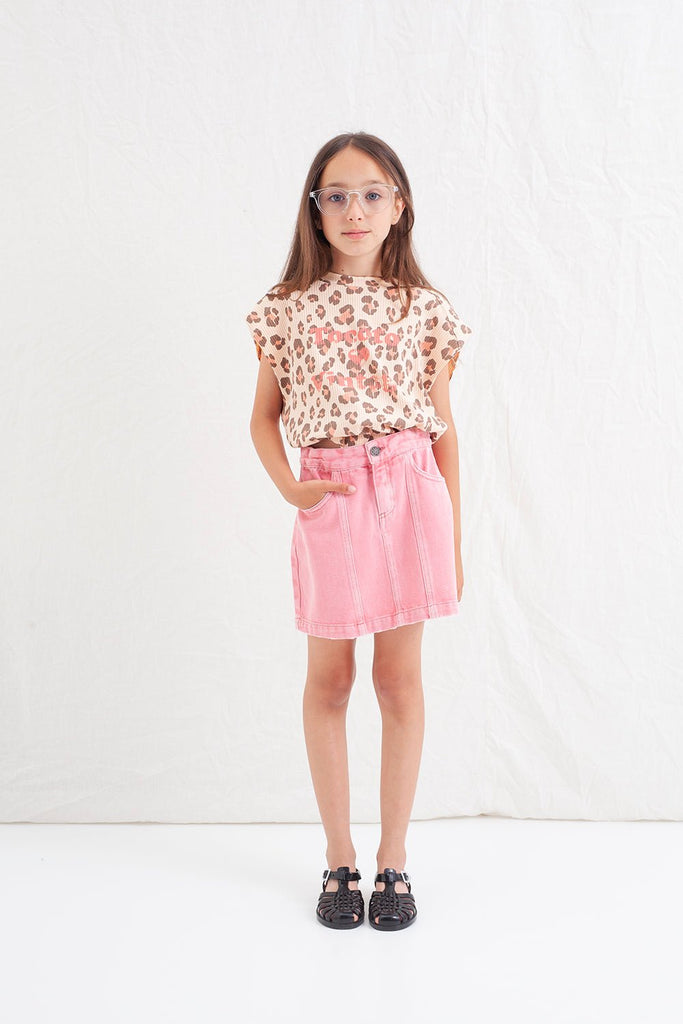 Tocoto Vintage Pink Twill Denim Color Skirt - Macaroni Kids